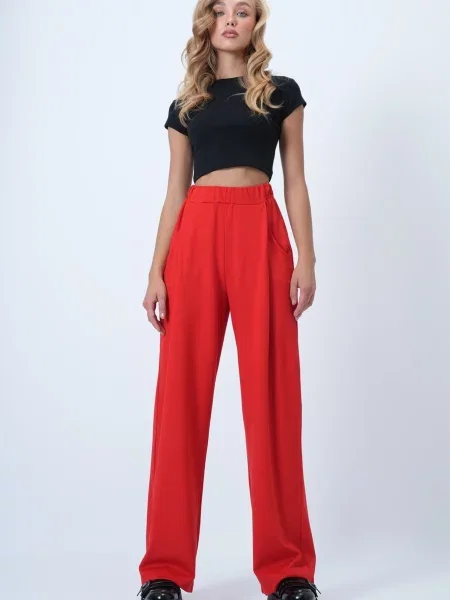 Trend Alaçatı Stili Pantaloni cutați roșu