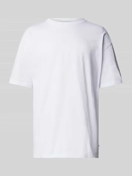 T-shirt z prążkowanym okrągłym dekoltem model ‘HUDSON’ Samsoe Samsoe biała