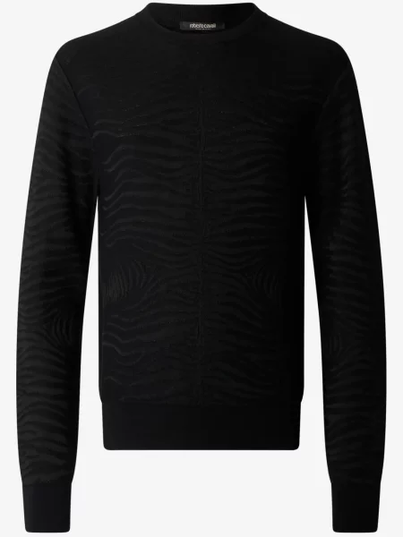 Pulover Roberto Cavalli cu imagine cu model zebră negru