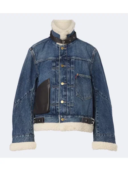 Geacă de blugi Sacai din piele albastru