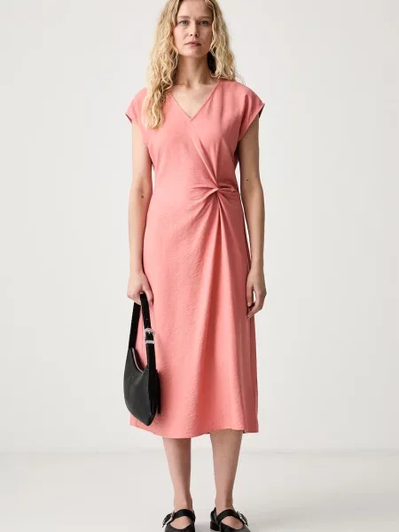 Calvin Klein rochie de vară cu vâscoză roz