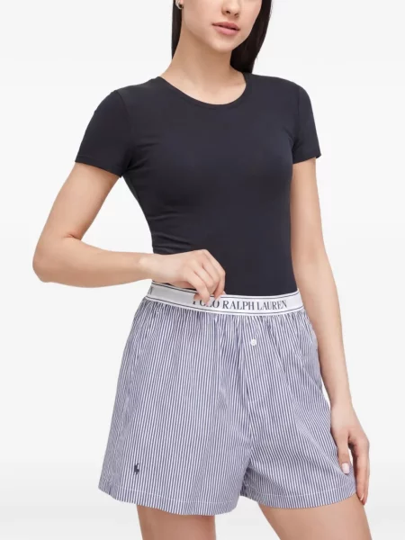 Ριγέ δερμάτινη πιτζάμας Polo Ralph Lauren με αυτόγραφο μαύρο