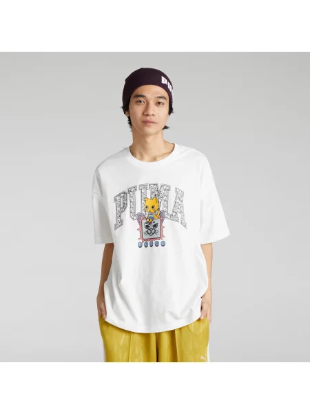 Koszulka unisex NEKOSAN x HOOPS DYLAN Graphic oversize z krótkim rękawem biała