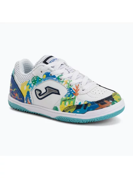 Gyermek focicipők Joma Top Flex Jr IN white. Méret: 27 EU fehér