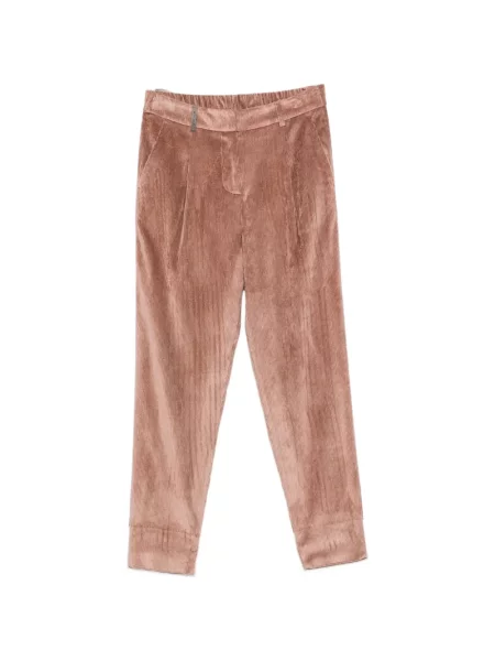 Pantaloni Peserico de catifea cord conici roz