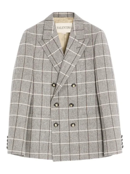 Kostkované dvouřadé sako Valentino Garavani šedé