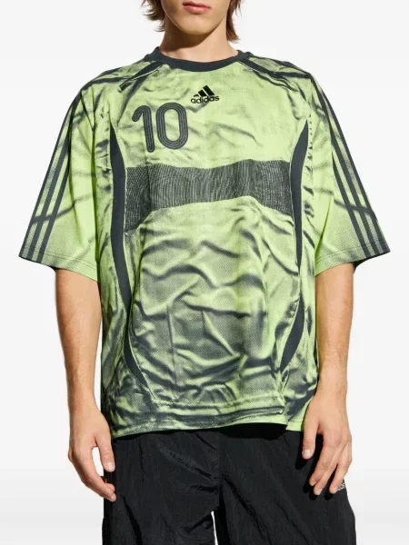 Tricou Adidas cu dungi cu imagine din jerseu verde