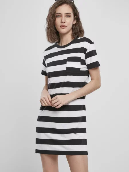 Rochie tip cămașă Urban Classics cu dungi alb