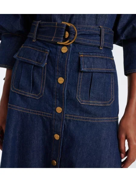 Cu centură fustă din denim Zimmermann albastru