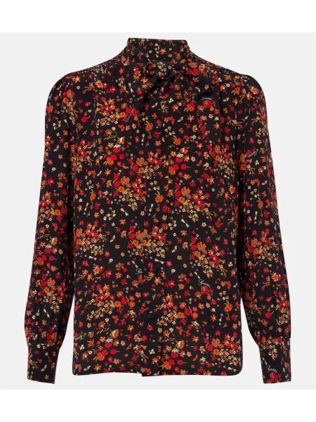 Bluză Gucci cu funde de mătase cu model floral