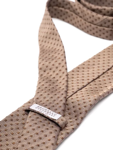 Cravată Brunello Cucinelli de mătase cu imprimeu geometric maro