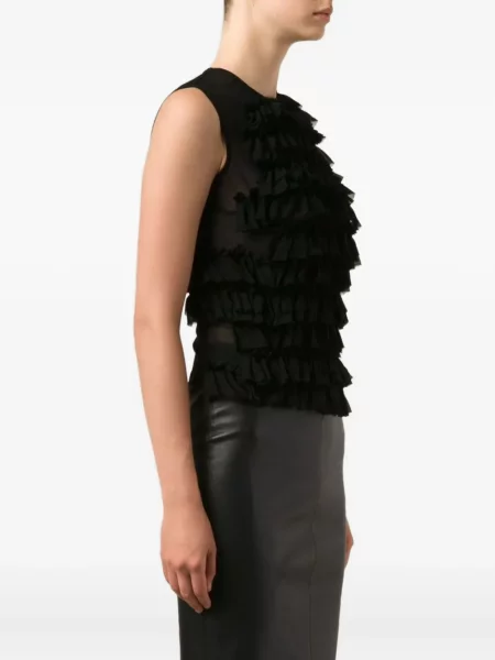Průsvitné tílko Comme Des Garçons s volány černé