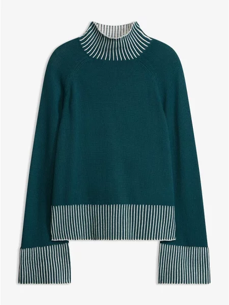 Sweter ze stójką z miękkiej mieszanki kaszmiru niebieski