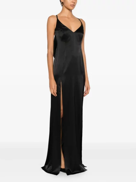 Rochie maxi Mitiliane Couture de mătase de costum negru