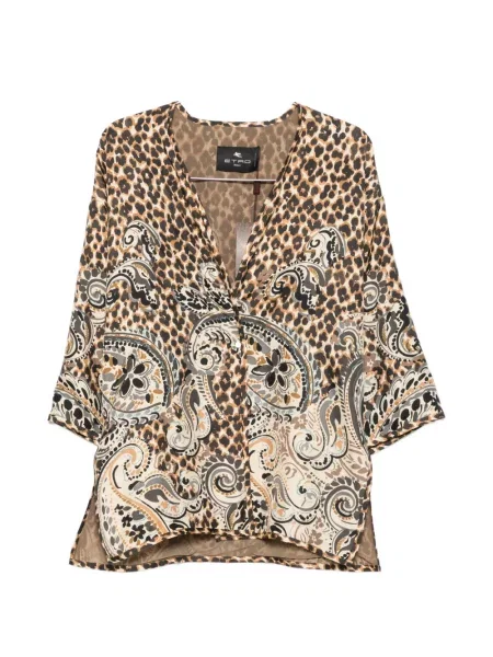 Geacă Etro cu imagine cu model leopard maro