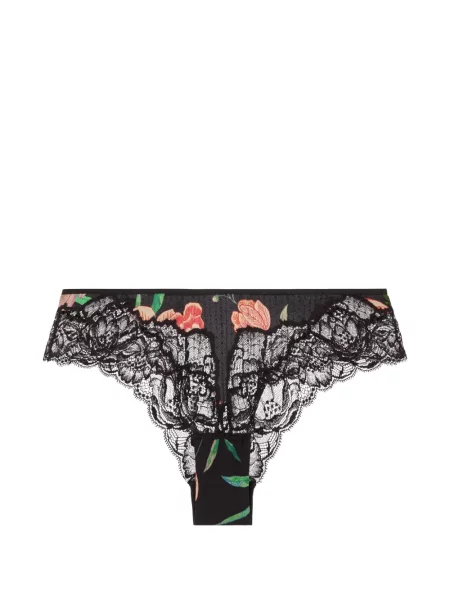 Chiloți briefs Aubade cu model floral cu imagine din dantelă negru