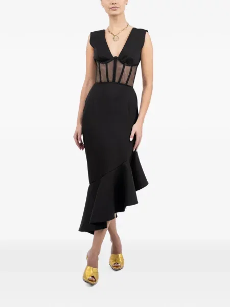 Rochie midi Monarh asimetrică negru
