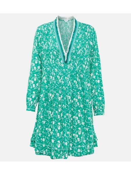 Rochie Poupette St Barth cu model floral verde