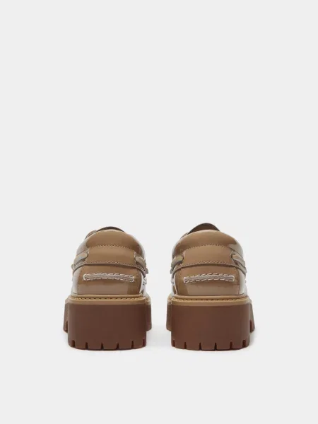 Кожаные мокасины Timberland в уличном стиле с камнями бежевые