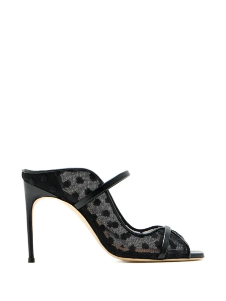 Papuci tip mules Malone Souliers cu model floral plasă negru