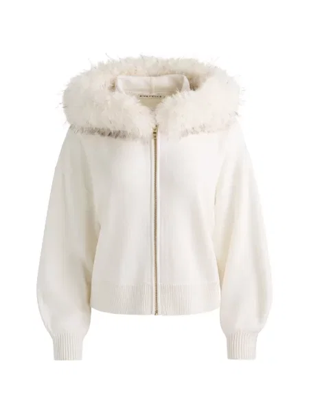 Garnitură de blană hanorac cu glugă Alice + Olivia cu blană alb