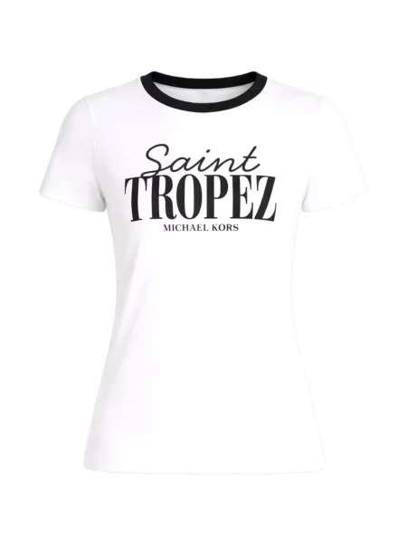 Tricou Michael Michael Kors cu decolteu rotund alb