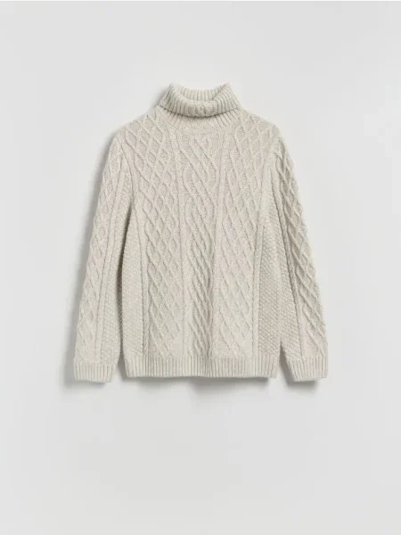 Reserved Strukturalny sweter z golfem jasnoszary