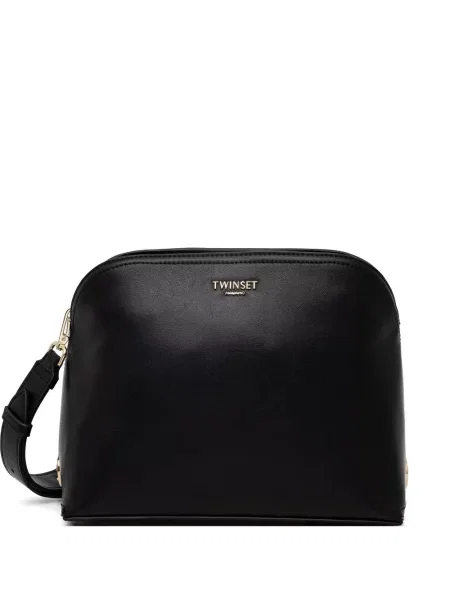 Geantă shopper Twinset cu bretele cu autograf negru