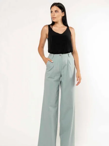 Лляні Штани палаццо RiMari сіро-синій сині