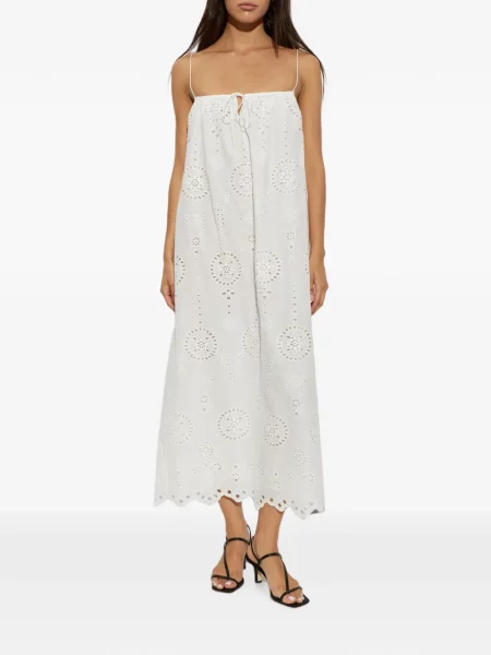 Rochie midi Matteau cu broderie alb