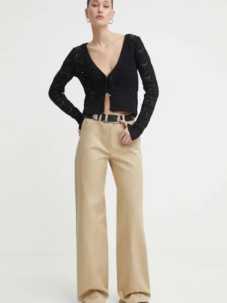 IRO pantaloni de lat high waist bej