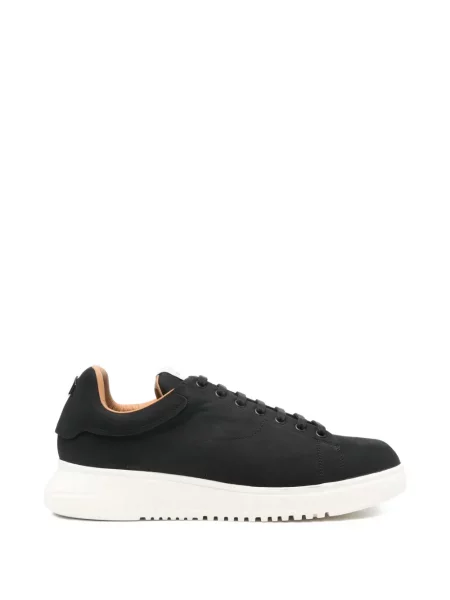 Sneakerși Emporio Armani cu șireturi din dantelă negru