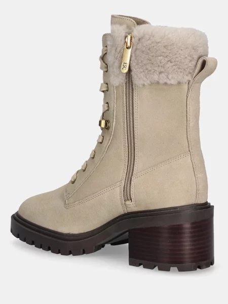 Šněrovací semišové zateplené kotníkové boty Tommy Hilfiger béžové