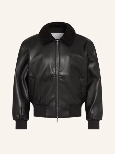 Calvin Klein Jeans Kurtka W Stylu Skórzanym Z Sztucznym Futerkiem schwarz czarna
