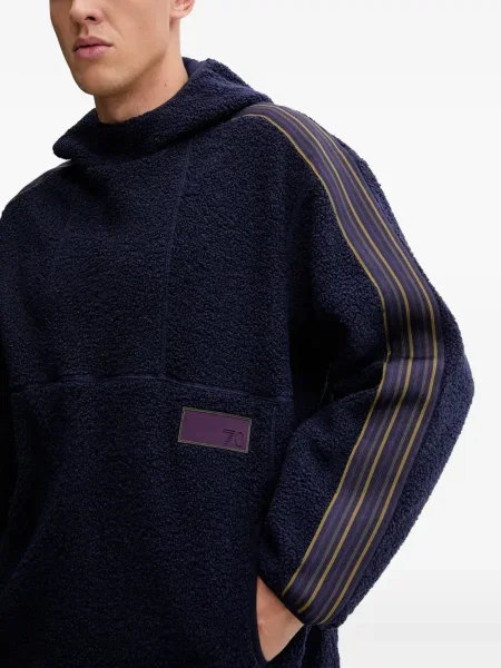 Суичър с качулка Ea7 Emporio Armani на райета синьо