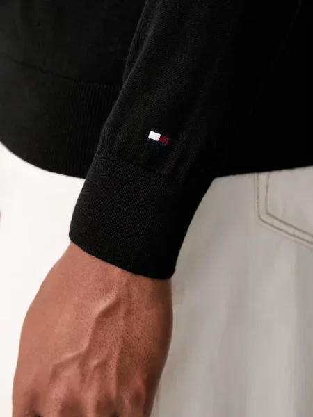 Tommy Hilfiger поло мъжко от вълна черно