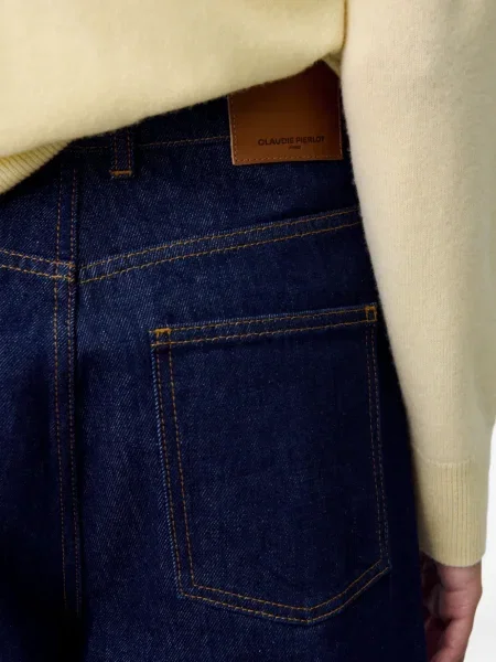 Kožne traperice ravnih nogavica Claudie Pierlot plava