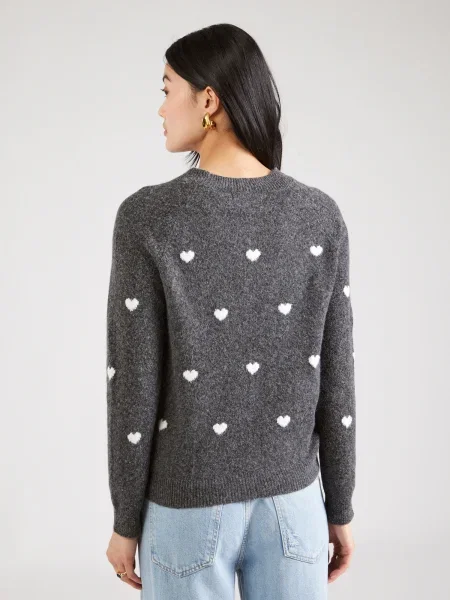 VERO MODA Pulover VMDOFFY INTARSIA siva melange bijela