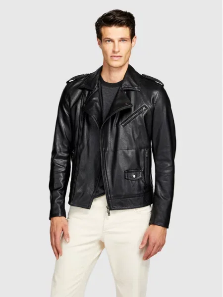 Jakna iz umetnega usnja Sisley črna