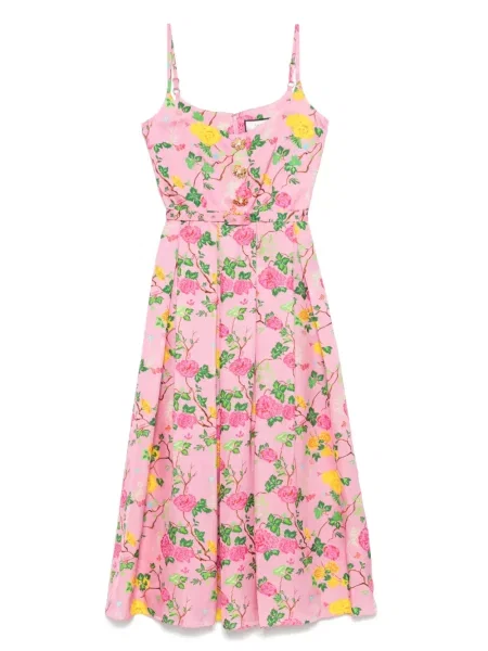Rochie Nissa cu model floral cu imagine de costum roz