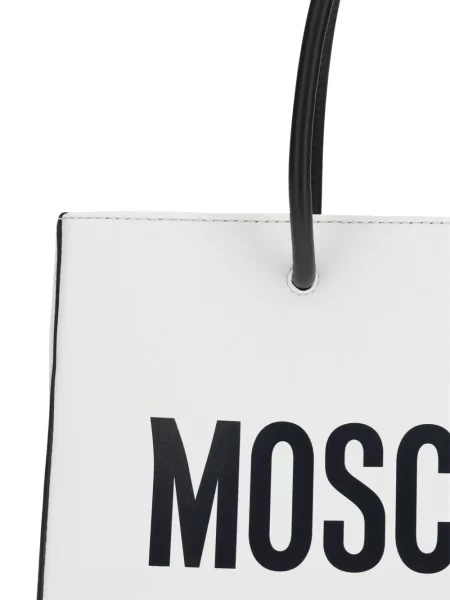 Geantă shopper Moschino din piele cu imagine alb