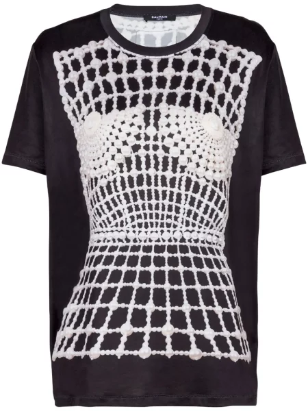Tricou Balmain cu imagine negru