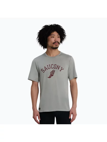 Tricou de alergare pentru bărbați Saucony Stopwatch light grey heather gri