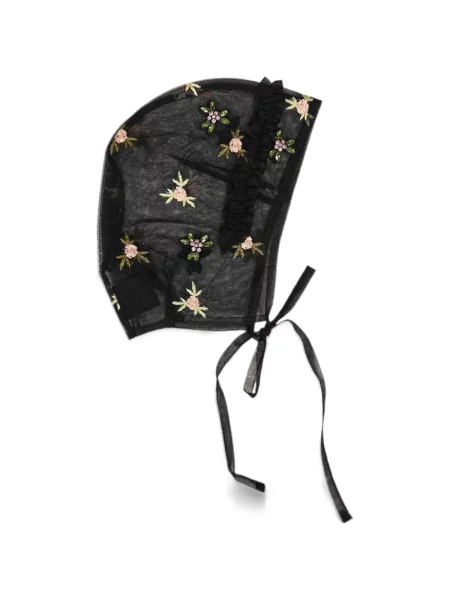 Căciulă Simone Rocha cu model floral cu volane negru
