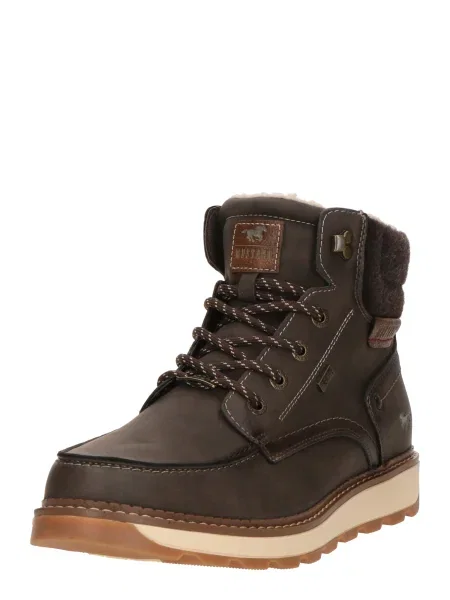 MUSTANG Šnurovacie čižmy tmavohnedá