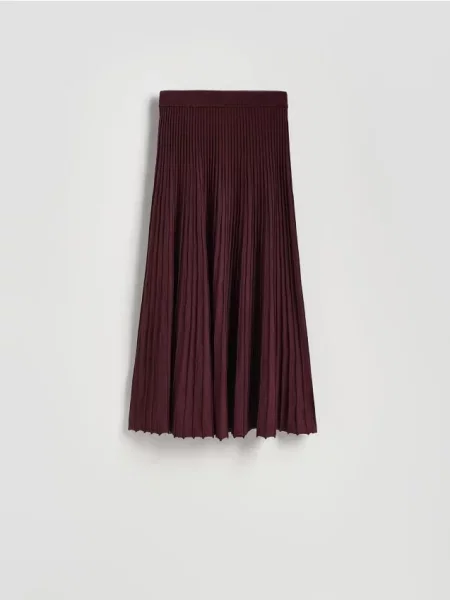 Reserved Spódnica z prążkowanej dzianiny mahoniowy