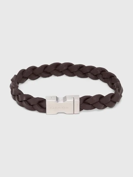 Calvin Klein bransoletka skórzana brązowa