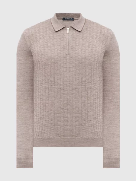 Поло з вовни та шовку Bertolo Cashmere бежеве