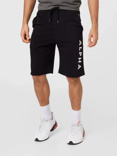 ALPHA INDUSTRIES Pantaloni negru / alb