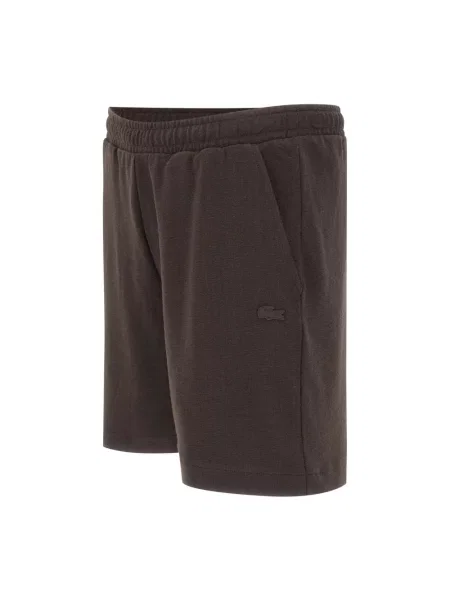 Szorty dresowe w kroju regular fit z czystej bawełny Lacoste brązowe